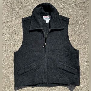 Vintage Black Wool Tally-Ho Zip-Up Vest
